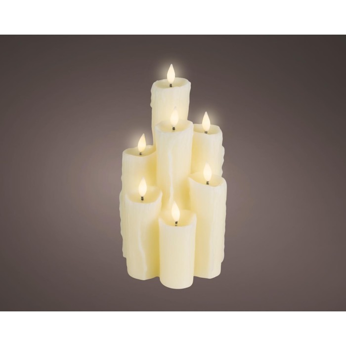 CANDELE CERA CON LED SET 7 BIANCO H.27.5
